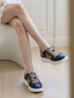 Whitesta - Women Black Leather Sneakers