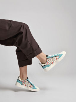 Whitesta - Women Blue Leather Sneakers