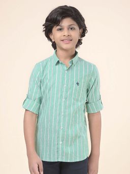 Cantabil - Boys Green Stripes Casual Shirt