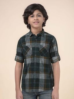 Cantabil - Boys Green Checks Casual Shirt