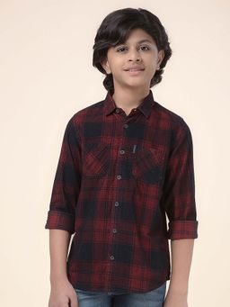 Cantabil - Boys Maroon Checks Casual Shirt