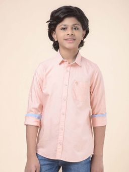 Cantabil - Boys Peach Solid Casual Shirt
