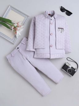 FOURFOLDS - Lavender Boys Sequins Embellished Embroidered Sherwani with Jacket and Trouser