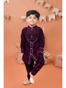 Titrit - Purple Velvet Embellished Kurta and Pant