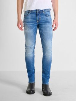 Antony Morato - Mens Blue Washed Mid Rise Super Skinny Fit Jeans