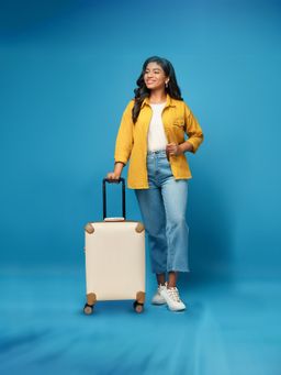 The Clownfish - Travel Cabin Trolley Suitcase 20Inch- Beige- (46L) Small