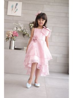 devils n angels - Baby Pink Coloured Fancy Knee Length Frock for Girls