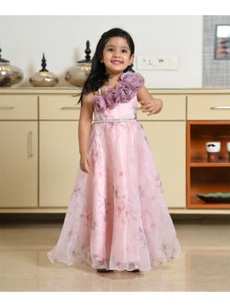 devils n angels - Light Pink Printed One Shoulder Party Gown