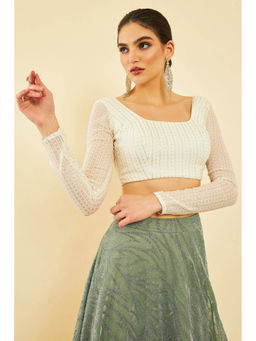 Soch - Womens Cream Georgette Blouse with Sequins