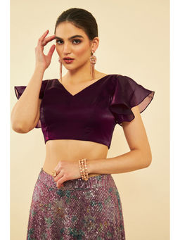 Soch - Womens Wine Organza Solid Blouse