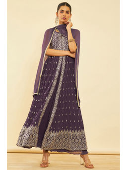 Soch - Womens Purple Georgette Kurta & Palazzo with Dupatta Sequins (Set of 3)