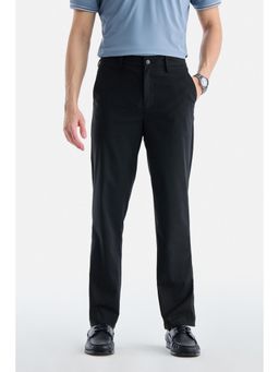 Snitch - Black Solid Regular Casual Trouser for Men