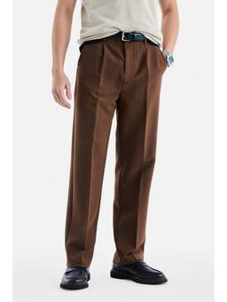 Snitch - Brown Textured Straight Casual Trouser for Men
