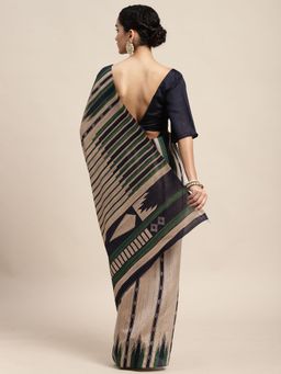 Sareemall - Bhagalpuri Silk Beige Printed Celebrity Saree With Unstitched Blouse