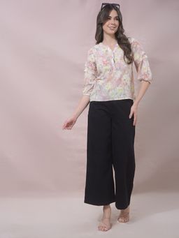 CRIMSOUNE CLUB - Women Black Cotton Loose Fit Jeans
