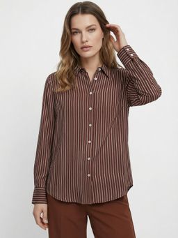 Cover Story - Women Brown Oxford London Stripe Shirt