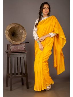 Unnati Silks - Yellow Pure Sico Saree with Unstitched Blouse