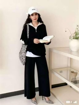MISS MOSA BY AKANKSHA - Caden Premium Woolen Coord Set Black