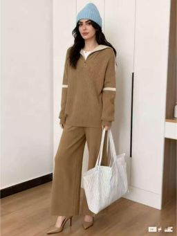 MISS MOSA BY AKANKSHA - Caden Premium Woolen Coord Set Khaki