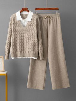 MISS MOSA BY AKANKSHA - Suzzie Luxe Winter Coord Set Beige