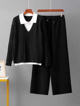 MISS MOSA BY AKANKSHA - Suzzie Luxe Winter Coord Set Black