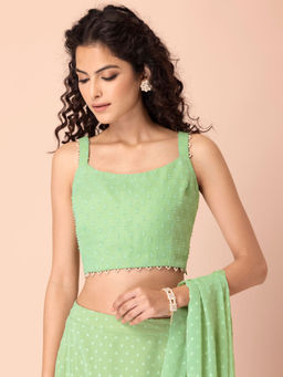 Indya - Mint Swiss Dot Strappy Crop Top