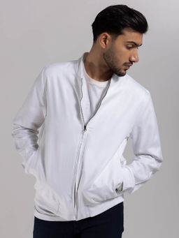 KINGDOM OF WHITE - Enfold All Season Bomber Jacket with Rib Collar