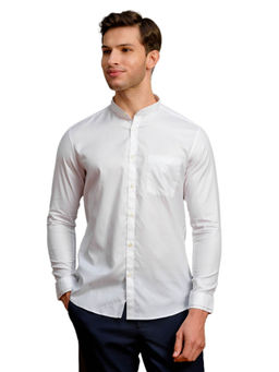 KINGDOM OF WHITE - Sab Batum Double Cuff Jacquard Cotton White Shirt