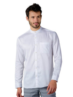KINGDOM OF WHITE - The Founder Full Sleeve Formal Shirt for Men with Mandarin Collar