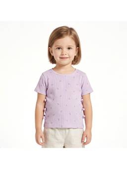 MINI KLUB - Girls Regular Fit Lilac Cotton Floral Tie Detail Top