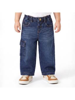 MINI KLUB - Baby Boys Dark Blue Cotton Blend Cargo Jeans