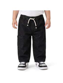 MINI KLUB - Baby Boys Black Wide Leg Cotton Denim Cargo Jeans