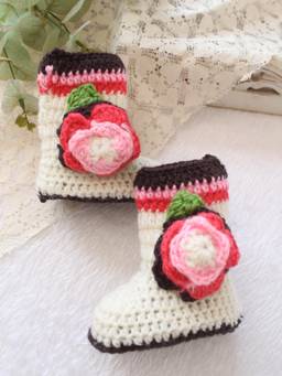 Woonie - Multi-Color Crochet Floral Applique Booties