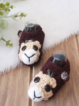 Woonie - Brown Crochet Teddy Bear Designed Booties
