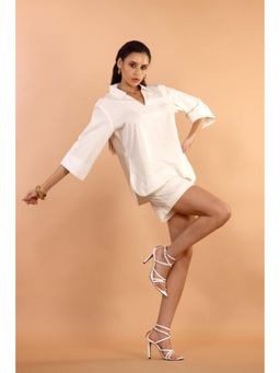 Jiraazi - Marina Poplin Off White Top with Shorts