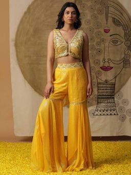 Arpita Sulakshana - Lemon Yellow Cape Co-Ord Set
