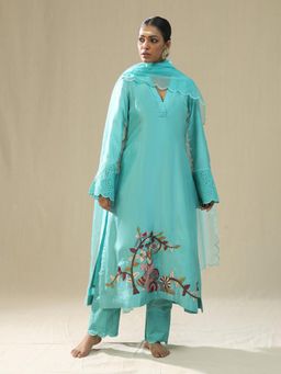 Arpita Sulakshana - Green Butterfly Block Print Co-Ord Set