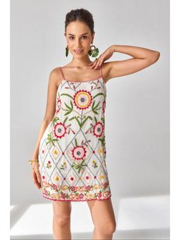 Verb - Ivory Siena Embroidered Mini Dress