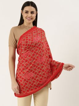 Pashmoda - Women Red Aari Embroidered Shawl