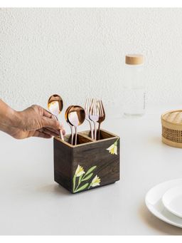 AURUM CRAFTS - Mirra Hand Painted Wooden Cutlery Stand