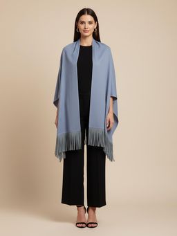 MUFFLY - Wool Stoles with Suede Tassel - Grey