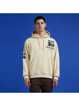 Pepe Jeans - Beige Graphic Print Full Sleeve Hoodie