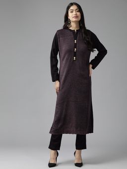 CAYMAN - Black & Purple Woven Regular Kurta with Pant