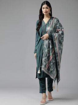 CAYMAN - Green Yoke Design Regular Kurta with Pant and Dupatta