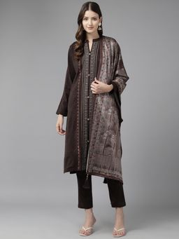 CAYMAN - Brown Woven Regular Kurta with Pant and Dupatta