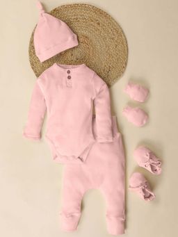 Moms Home - Pink Baby Essential Ribbed Clothing (Set of 5)