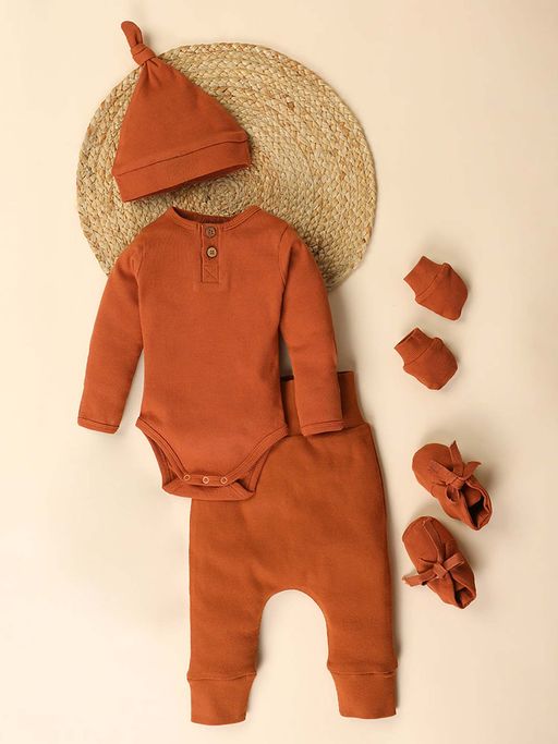 Moms Home Brown Baby Essential Ribbed Clothing (Set of 5)
