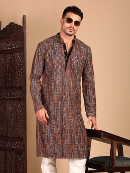 Sanwara - Chic Men Embroidered Pattern Multi with Sequin Kurta