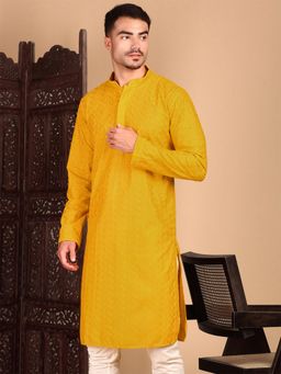 Sanwara - Unleash Your Style with Men's Mustard Chikankari Kurta