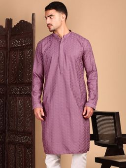 Sanwara - Unleash Your Style with Men's Mauve Chikankari Kurta